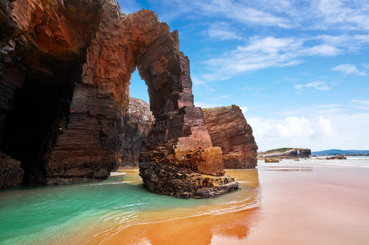 Galicia boasts 108 Blue Flag beaches. In the image, the iconic Las Catedrales beach (Ribadeo, Lugo), also declared a natural monument Galicia boasts 108 Blue Flag beaches. In the image, the iconic Las Catedrales beach (Ribadeo, Lugo), also declared a natural monument