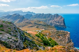 Sierra de Tramontana range in western Mallorca as seen from Cape Formentor, Balearic Islands, Spain Sierra de Tramontana range in western Mallorca as seen from Cape Formentor, Balearic Islands, Spain