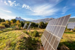 Solar panels in the Sierra del Cadi, in the foothills of the Pedraforca mountain (Catalonia, Spain)