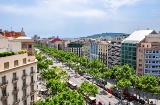 Vue aérienne du Passeig de Gràcia depuis le sommet de la Casa Milà (Barcelone, Espagne)