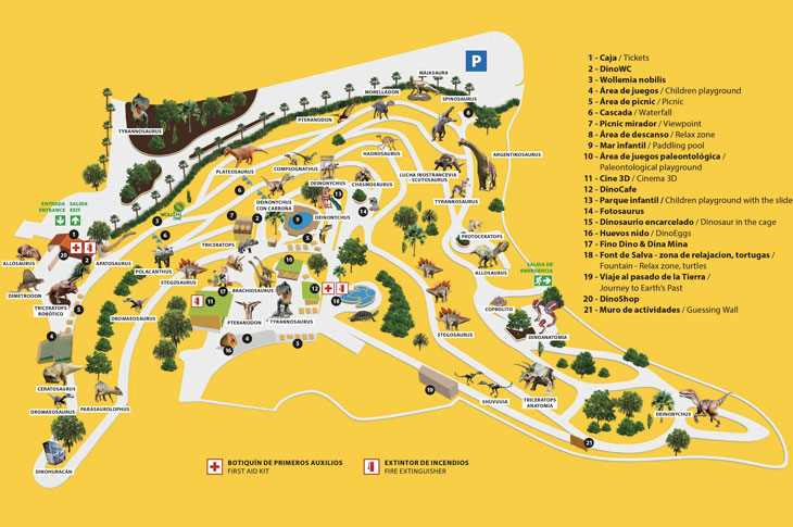 DinoPark Algar está construido en un antiguo jardín botánico y reúne más de 100 dinosaurios robóticos con voz. En imagen, el mapa del parque DinoPark Algar está construido en un antiguo jardín botánico y reúne más de 100 dinosaurios robóticos con voz. En imagen, el mapa del parque