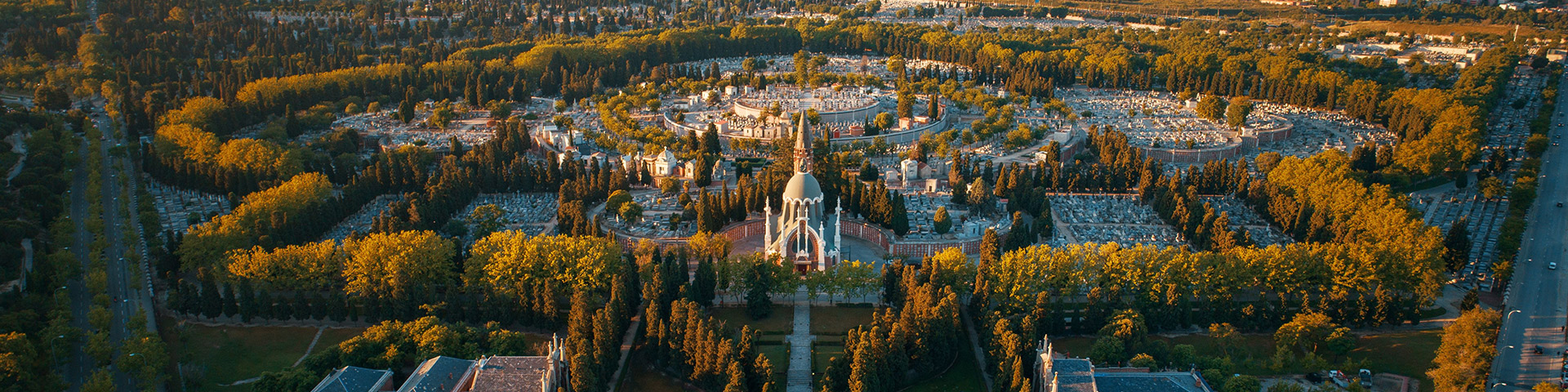 Aerial view of La Almudena Cemetery