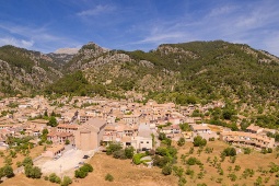 Aerial view of the town of Caimari, first stage of the future Way of St. James in Mallorca Aerial view of the town of Caimari, first stage of the future Way of St. James in Mallorca