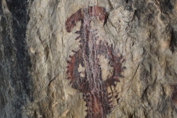 Die Höhle Sima de la Serreta bei Cieza (Murcia). Eine halb-naturalistische Figur im schematischen Stil