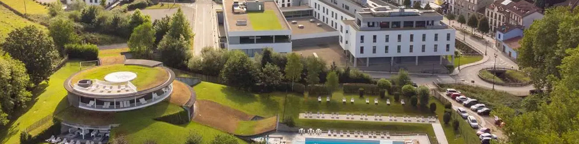 Aerial view of the Gran Hotel Las Caldas 5* by Blau Hotels complex in Oviedo, Asturias