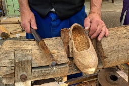 Crafting a traditional wooden clog in Nava, Asturias
