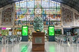 Interior of Abando Indalecio Prieto Station (Bilbao), famous for its colorful stained glass Interior of Abando Indalecio Prieto Station (Bilbao), famous for its colorful stained glass
