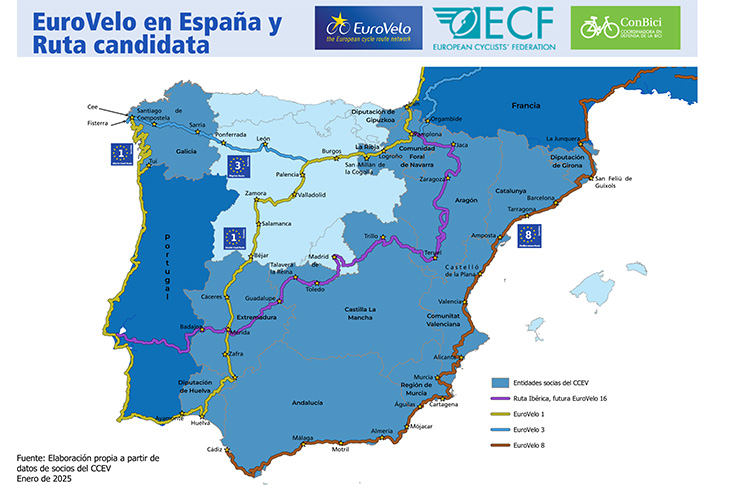 Updated map with all EuroVelo routes