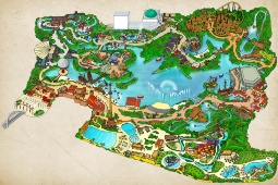 Isla Mágica features six themed areas to transport visitors back to the most iconic locations of the Age of Discovery between the 16th and 17th centuries. Image: Updated 2025 website map