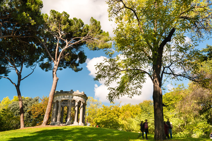 Image of El Capricho Park in Alameda de Osuna, featuring the French parterre, the English landscape garden, the Italian garden and its famous Posición Jaca bunker, a unique Spanish Civil War site in Europe Image of El Capricho Park in Alameda de Osuna, featuring the French parterre, the English landscape garden, the Italian garden and its famous Posición Jaca bunker, a unique Spanish Civil War site in Europe