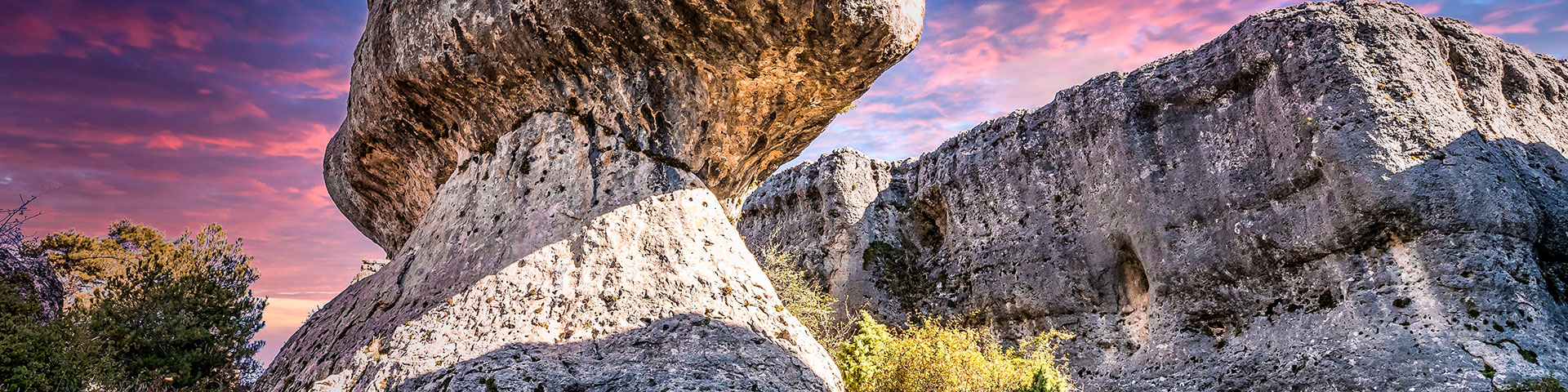Karst formations in the Los Callejones Nature Park in the Las Majadas area (Cuenca, Castile-La Mancha), where scenes for one of the James Bond films were shot