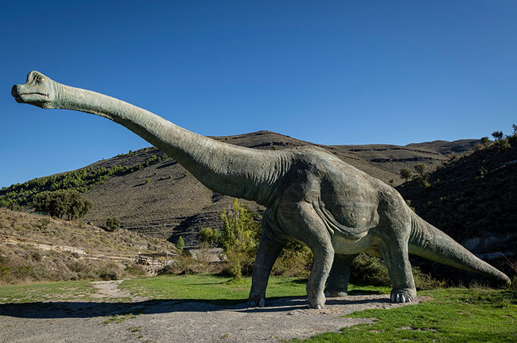 Life-sized reproduction of a Brachiosaurus Altithorax dinosaur at the Valdecevillo site (Enciso, La Rioja)