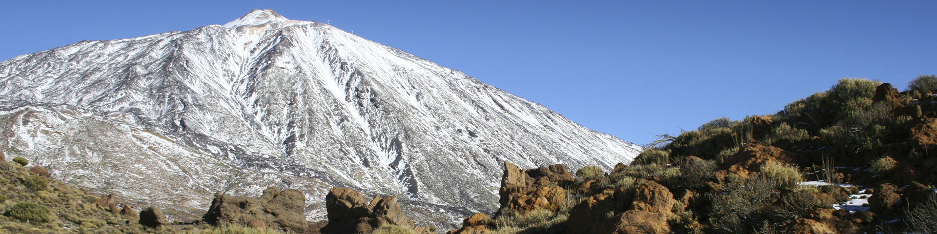 Mount Teide with snow offers an unusual image in the landscape of the Canary Islands