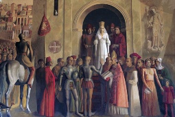 Mural de la proclamación de Isabel la Católica en el Alcázar de Segovia. Pintura mural de Carlos Muñoz de Pablos, quien recibió la Medalla de Oro al Mérito de las Bellas Artes en 2024