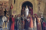 Mural of the proclamation of Isabella the Catholic at the Alcázar of Segovia. Mural painting by Carlos Muñoz de Pablos, who received the Gold Medal for Merit in Fine Arts in 2024 Mural of the proclamation of Isabella the Catholic at the Alcázar of Segovia. Mural painting by Carlos Muñoz de Pablos, who received the Gold Medal for Merit in Fine Arts in 2024