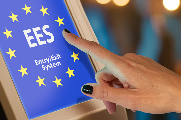 At airports, ports, and land border crossings, passengers use self-service kiosks or booths at which they present their passport and have their fingerprints and facial image captured