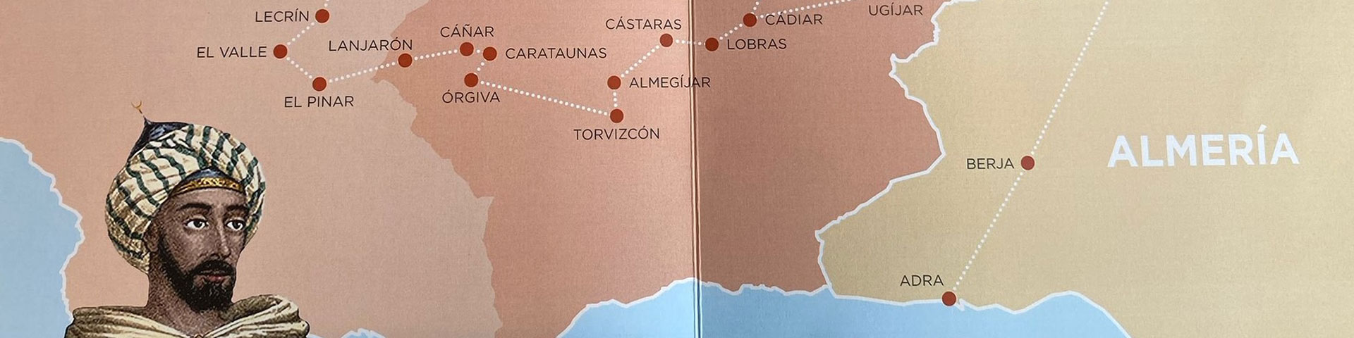 General map of the Boabdil Route, showing the towns that this new initiative will cross through between Granada and Almeria