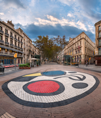 Joan Miró's Pla de l'Òs Mosaic in La Rambla in Barcelona Joan Miró's Pla de l'Òs Mosaic in La Rambla in Barcelona
