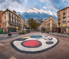 Joan Miró's Pla de l'Òs Mosaic in La Rambla in Barcelona Joan Miró's Pla de l'Òs Mosaic in La Rambla in Barcelona