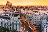 Vista aerea della Gran Vía di Madrid, Spagna