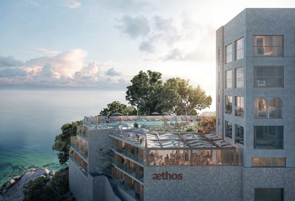 Vista externa do futuro Hotel Aethos Mallorca © Pion Studio Vista externa do futuro Hotel Aethos Mallorca © Pion Studio