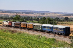 Der Erdbeerzug besteht aus einem Lieferwagen und einem Waggon aus den 1960er Jahren, vier hölzernen Waggons aus den 1920er Jahren namens „Costa“ und einem Metall-Seitengangwagen aus den 1940er Jahren